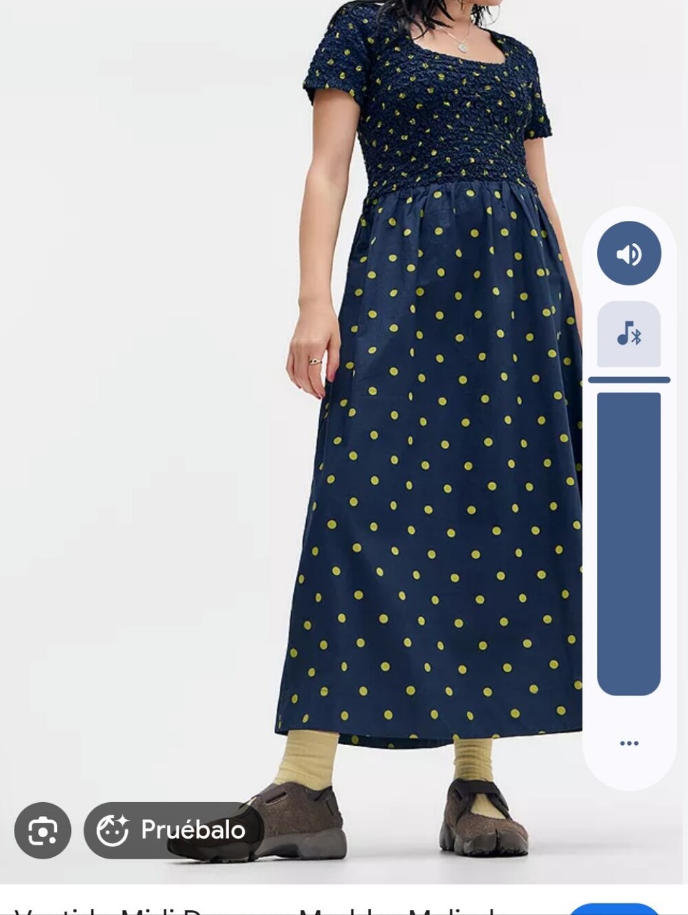 Damoson MaddenPolka Dot Navy Maxi Dress with LimeDots